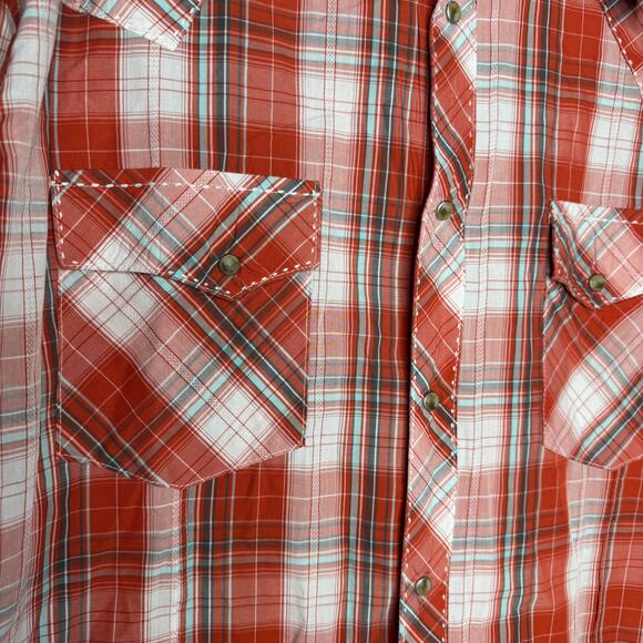 Wrangler Plaid Stitch Long Sleeve Pearl Snap Western Shirt XXL - Picture 2 of 3